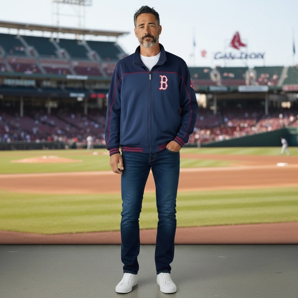 Majestic Mens Boston Red Sox Baseball‎ Jacket Full Zip Navy Red Size Medium MLB